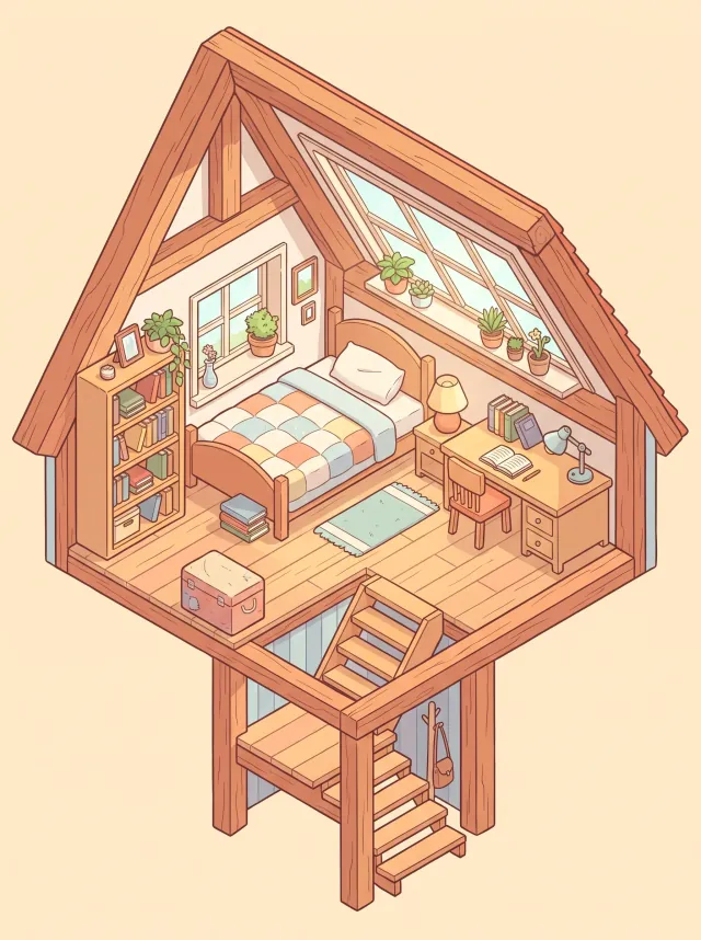 Imagen generada con IA en Telegram a partir del prompt: Habitación isométrica en corte