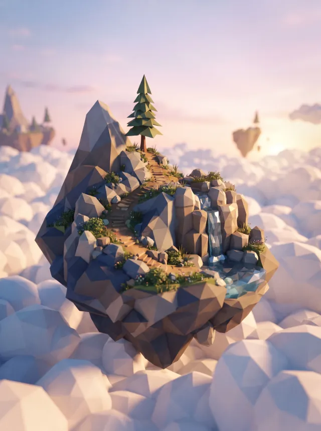 Imagen generada con IA en Telegram a partir del prompt: Render 3D low poly
